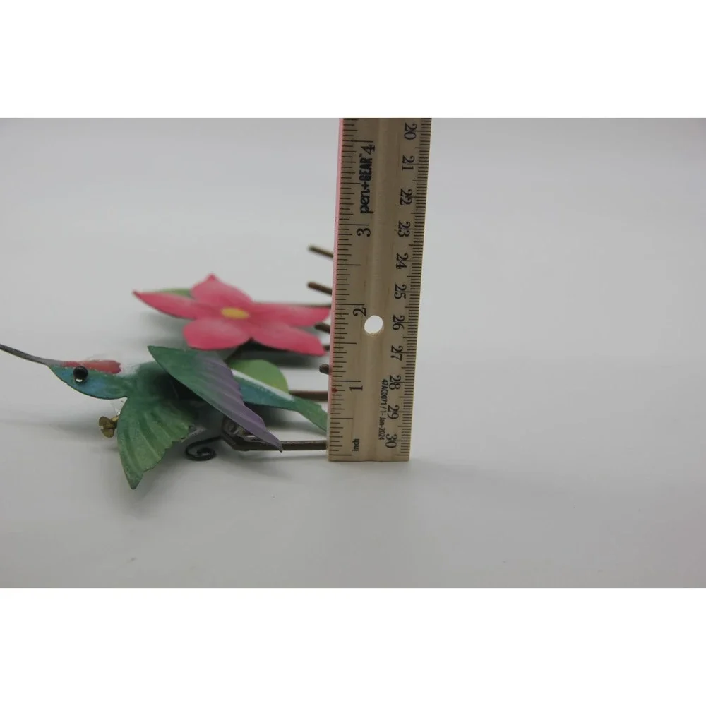 Hummingbird Flower Wall Mounted Key Holder Hooks 7.5